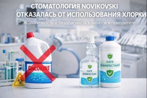Экологичная и ответственная стоматология: отказ клиники NOVIKOVSKI от хлорсодержащих средств и выбор безопасных методов дезинфекции